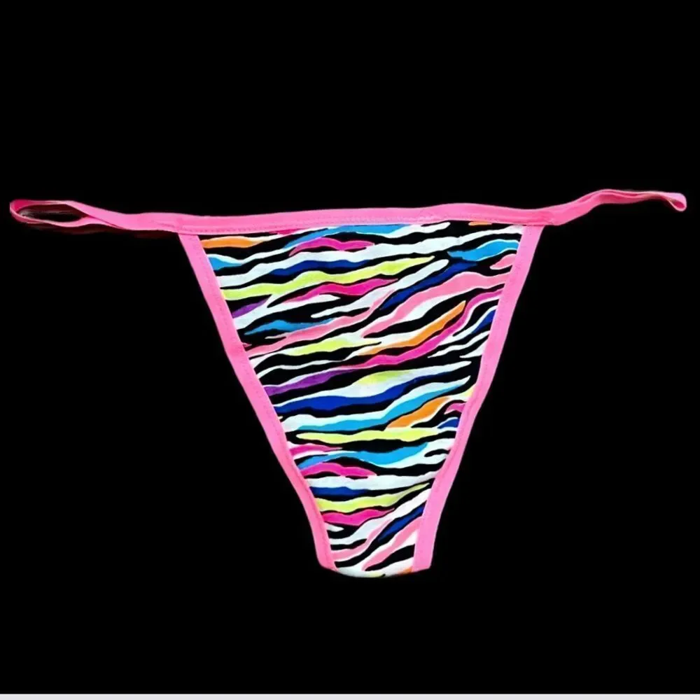 Victorias Secret Pink Soft Cotton Extra Low Rise V String panty multicolor M